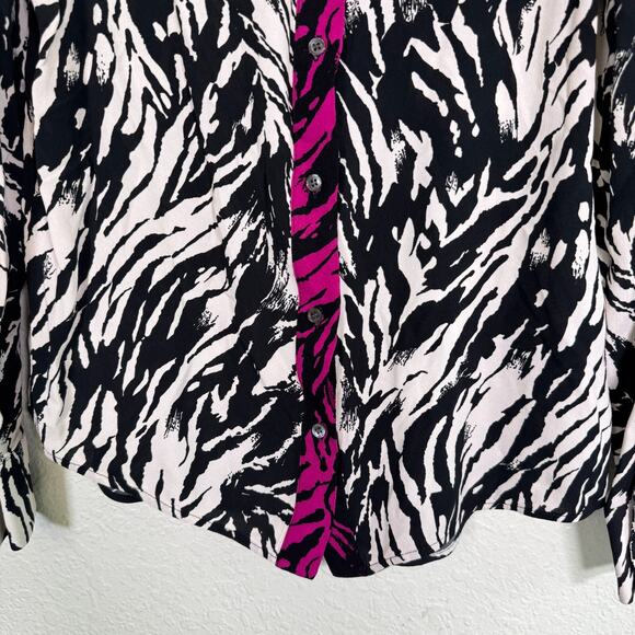 No 21 Top Womens 44 Zebra Animal Button Up Blouse Italy Art to Wear Medium US M - Picture 7 of 12